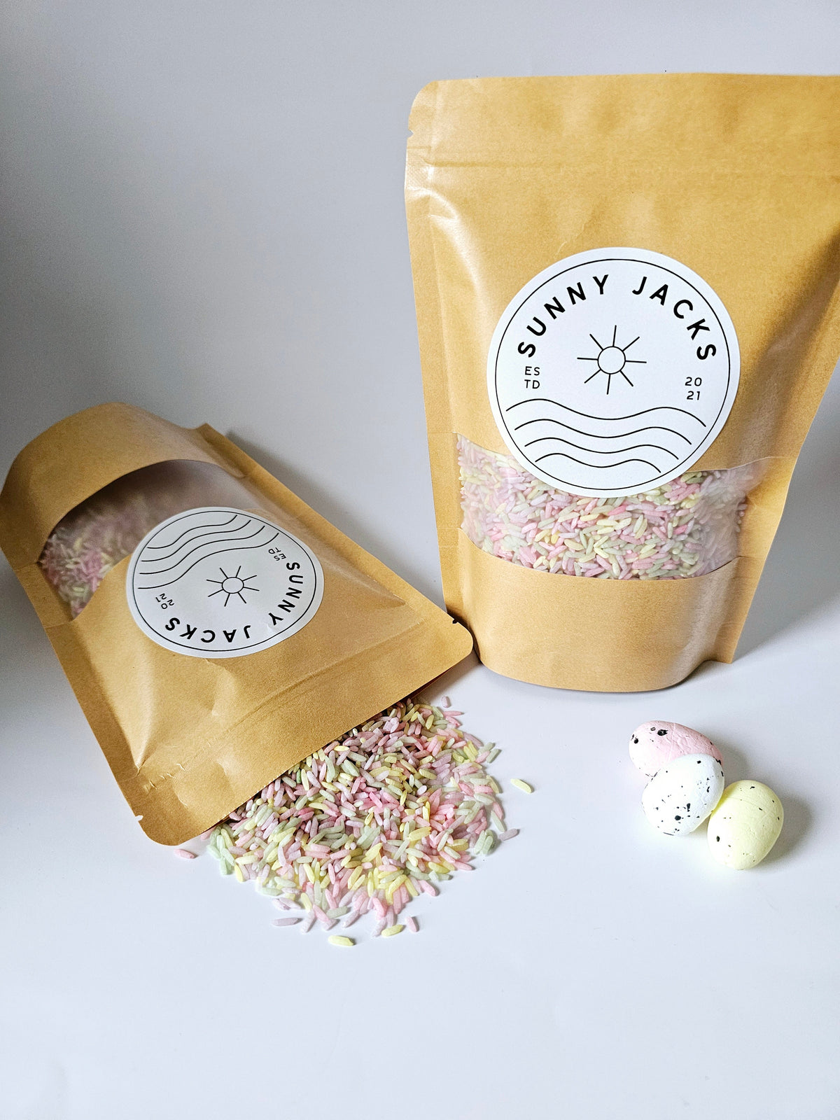 Sunny Rice Pastel Sensory Rice - with wooden mini spoon and scoop – Sunny Jacks